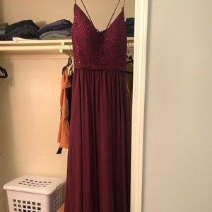 Morilee by Madeline Gardner burgundy long dress